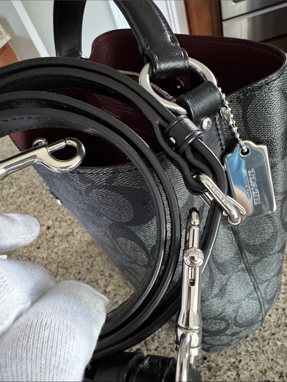 COACH Black Signature Canvas Bucket Crossbody Bag - Picture 14 of 14